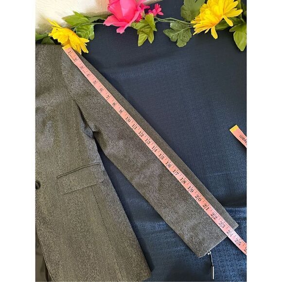 Calvin Klein Women’s Petite Black/Cream Herringbone One-Button Jacket Size 4P - Picture 8 of 9